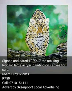 Large oil on canvas Leopard painting for sale
