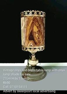 Vintage solid brass table lamp with shade for sale