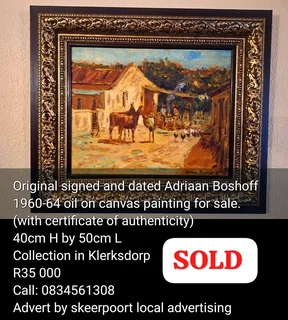 Original signed and dated Adriaan Boshoff oil on canvas painting for sale