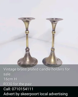Vintage brass plated metal candle holders made in England for sale