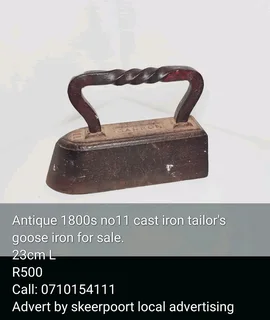 Antique 1800s no11 cast iron tailor's goose iron for sale