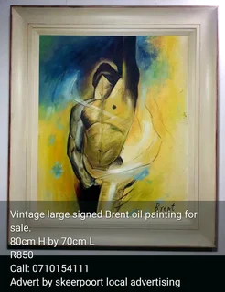 Vintage signed Brent large oil painting for sale