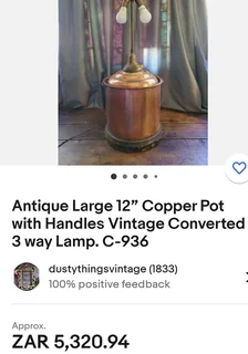 XXL vintage hand hammered copper pot floor lamp for sale