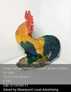 Large vintage polyresin rooster statue for sale