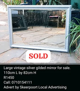 Large vintage silver gilded mirror for sale