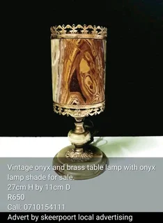 Vintage onyx and brass table lamp for sale