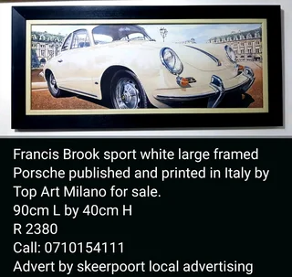 Francis Brook sport white large  framed Porsche published and printed in Italy by top art Milano
