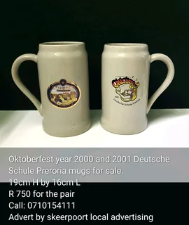 Oktoberfest year 2000 and 2001 Deutsche Shule  preroria mugs for sale