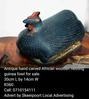 Antique hand carved African wooden nesting Guinea fowl  for sale