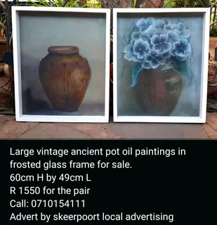 Large vintage ancient pot oil paintings for sale