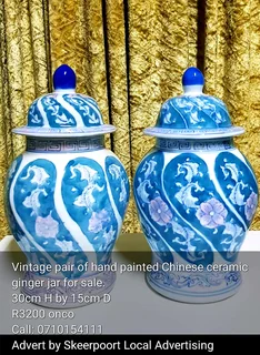 Vintage hand painted Chinese ceramic ginger jars for sale
