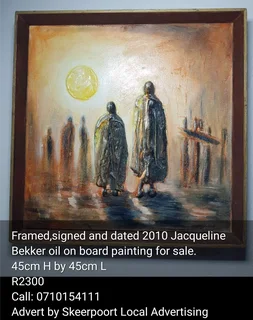 Framed,signed and dated Jacqueline Bekker oil on board painting  for sale