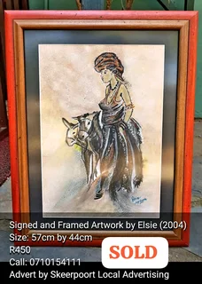 Vintage signed and framed artwork by Elsie for sale.