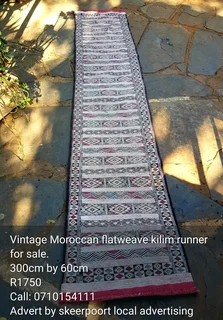 Vintage Moroccan flatweave Kilim runner for sale