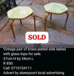 Pair of vintage oval wooden side tables for sale
