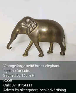 Vintage large solid brass elephant sculpture for sale