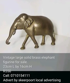 Vintage large solid brass elephant sculpture for sale