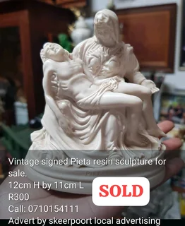 Vintage signed Pieta resin sculpture for sale