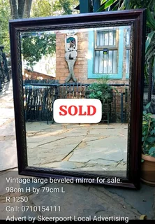 Vintage large beveled mirror for sale