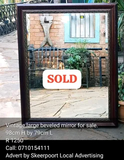 Vintage large wooden tabletop vanity swivel mirror with two drawer for sale