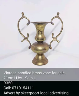 Vintage handled brass vase for sale