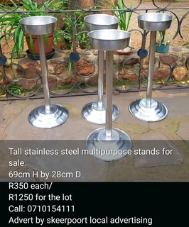 4x Tall stainless steel Multipurpose stands/ice buckets for sale