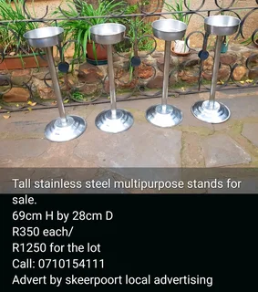 4x Tall stainless steel Multipurpose stands/ice buckets for sale