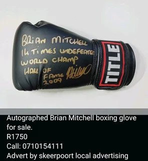Autographed Brian Mitchell boxing glove for sale
