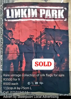 Rare collection of silk flags for sale. R500 each/R3500 for 9 flags