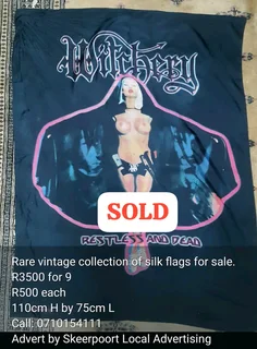 Rare collection of silk flags for sale. R500 each/R3500 for 9 flags
