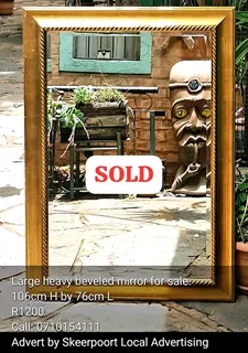 Vintage large heavy beveled mirror for sale