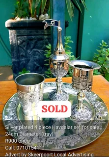 Silver Plated 4 piece Havdalar set for sale