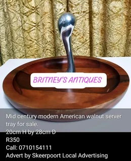 Mid century modern walnut server tray for sale