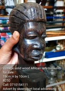 Vintage solid wood African lady bookend for sale