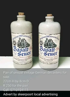Pair of unsual German decanters for sale