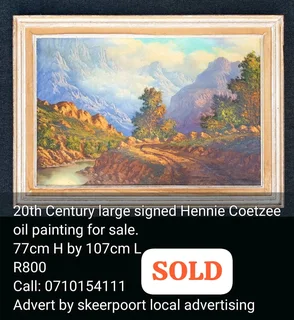 20th century large signed Hennie Coetzee oil painting for sale