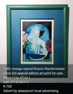 1985 vintage signed Rosina Wachtmeister silver foil special edition print for sale