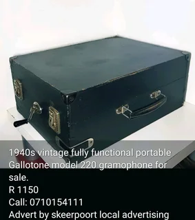 1940s fully functional portable Gallotone model 220 gramophone  for sale