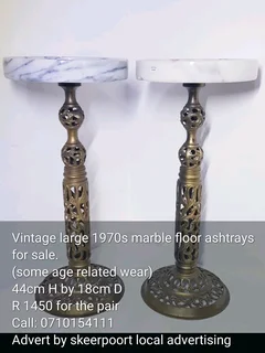 Vintage large 1970s marble floor ashtrays for sale