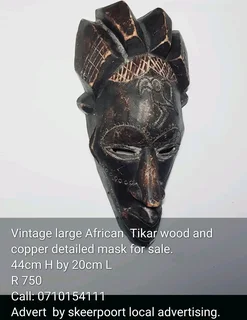 Vintage African Tikar mask from Gabon for sale