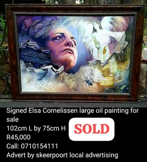 Signed Elsa Cornelissen large oil painting for sale
