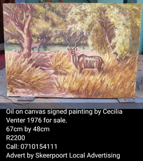 Oil on canvas signed painting by Cecilia Venter 1976 for sale