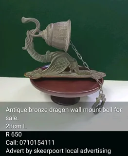 Antique bronze dragon wall mount bell for sale