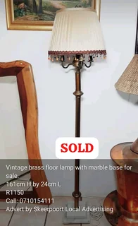 Vintage brass floor lamp with marble base for sale