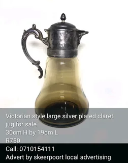 Victorian style large silver plated claret jug for sale