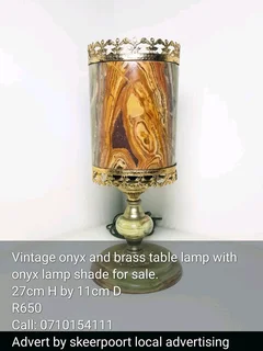 Vintage onyx and brass table lamp for sale