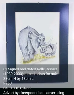 8x signed and dated Kalle Reimer prints for sale.