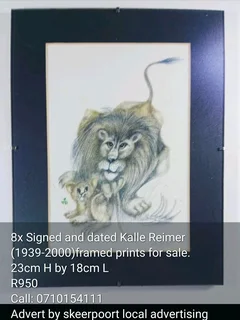 8x signed and dated Kalle Reimer prints for sale.