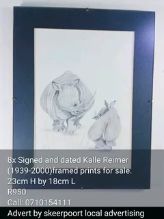 8x signed and dated Kalle Reimer prints for sale.