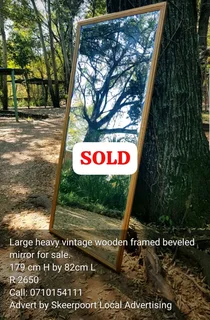 Vintage large two tone solid oak mirror for sale